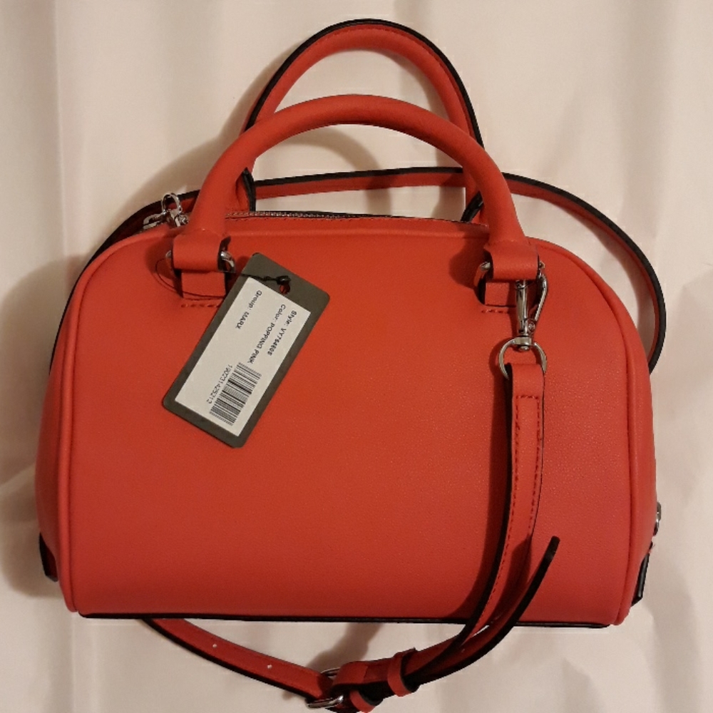 Guess Marx Popping Pink Satchel Crossbody Vegan - Picture 6 of 13
